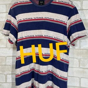 【HUF】ハフ　worldwide ボーダーロゴ　半袖　Tシャツ