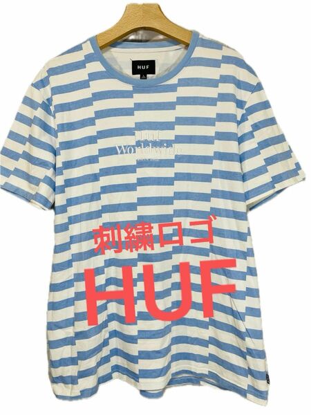 【HUF】ハフ　刺繍ロゴ　半袖Tシャツ　カットソー