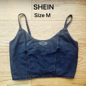 SHEIN M ハーフトップ キャミトップス 黒デニム