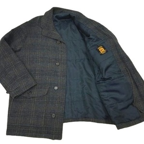 r2_2891y 美品 YOKOHAMA POPPY 横浜元町ザ ポピー × Harris Tweed ハリスツイード コラボ『至極の逸品』チェック柄 ウールコート メンズ Mの画像1