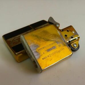 ZIPPO ジッポー/オイルライター/アラベスク/1989年製/ゴールド×ブラック 現状品の画像8