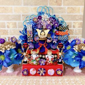 超豪華！菖蒲とちりめん細工の五月人形2段飾り端午の節句こどもの日