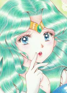 Art hand Auction Sailor Neptune Michiru Kaiou Illustration dessinée à la main Art original Pretty Guardian Sailor Moon, des bandes dessinées, produits d'anime, illustration dessinée à la main