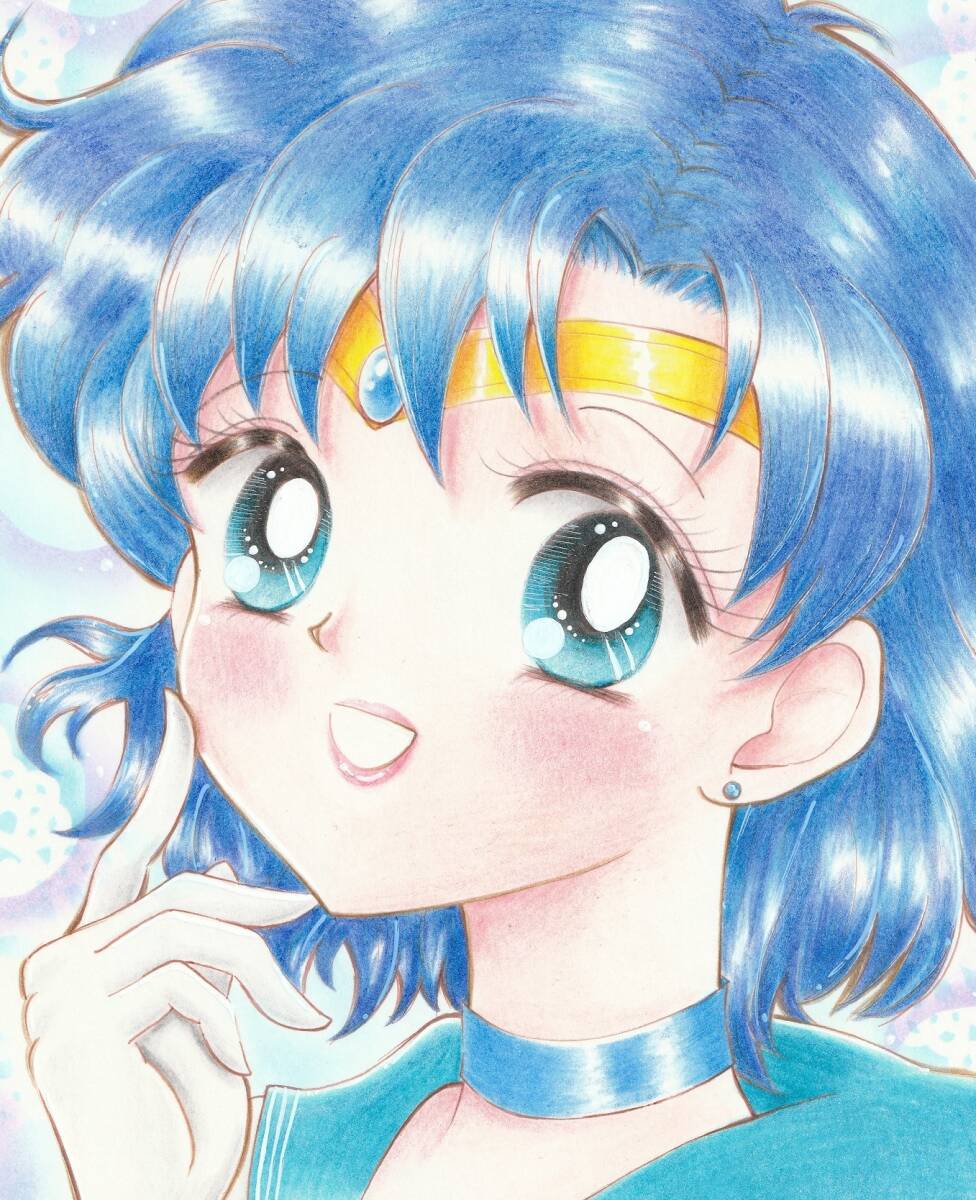 Sailor Mercury Ami Mizuno Illustration dessinée à la main Art original Pretty Guardian Sailor Moon, des bandes dessinées, produits d'anime, illustration dessinée à la main