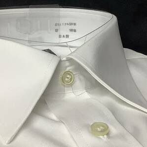 43-84 日本製 新品 白無地ワイシャツ LL寸 形態安定加工のレギュラーシャツ カッターシャツ パリッと生地お買い得ドレスシャツ の画像1