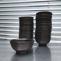 KK11 国際化工 メラミン食器 茶碗 A33 飯碗 ブラウン/黒 20個セット_画像1