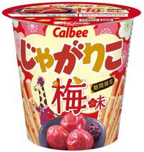 カルビー じゃがりこ梅味クリーム色、ピンク 52g×12個_画像1