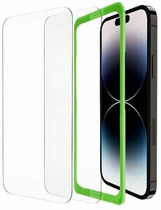 Belkin iPhone 14 Pro用 保護ガラスフィルム 強化ガラス 日本AGC旭硝子製 0.33mm 簡単取付キット付き 2枚セット O