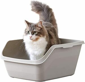 [OFT] HY CAT Large кошка туалет большой корпус скол .. предотвращение ширина 26cm× глубина 33cm высокий кошка большой цельный молдинг вход низкий .( серый 