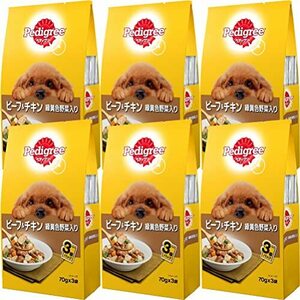 ペディグリー 成犬用 ビーフ&チキン&緑黄色野菜 (70g×3袋)×6個入り [ドッグフード・パウチ]