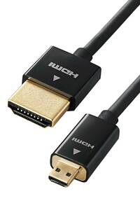 エレコム micro HDMI ケーブル 2m 4K × 2K対応 スーパースリム ブラック DGW-HD14SSU20BK