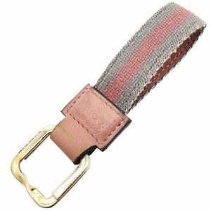 10506 Gucci key holder Sherry line loop key ring fabric leather sombreness pink series gray 