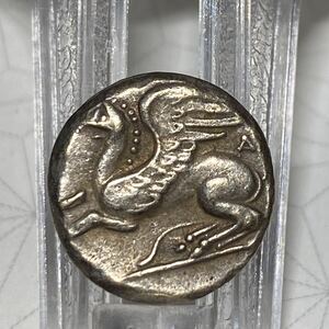 1円～　古代ギリシャ　デカドラクマ銀貨　貿易銀　重目1.38g 未鑑定品　古銭　