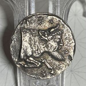 1円～　古代ギリシャ古銭　人面牛　デカドラクマ銀貨　貿易銀　重目5.86g 未鑑定品　硬貨コイン