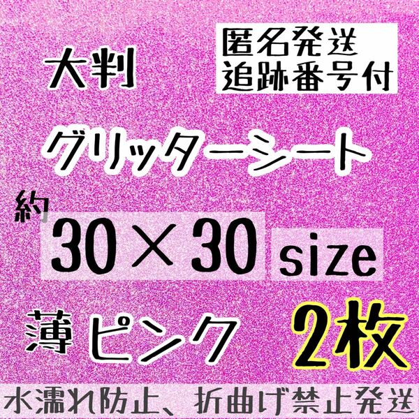 追跡番号付　グリッターシール うちわ文字　規定外　薄ピンク　2枚