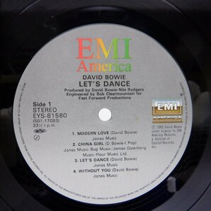 David Bowie(デビッド・ボウイ)「LET'S DANCE(レッツ・ダンス)」LP（12インチ）/EMI America(EYS-81580)/ロックの画像2