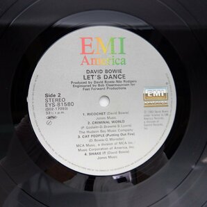 David Bowie(デビッド・ボウイ)「LET'S DANCE(レッツ・ダンス)」LP（12インチ）/EMI America(EYS-81580)/ロックの画像2