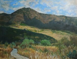 Art hand Auction Oil painting Marshland and Mountain Landscape equivalent to size 80 Oil painting Framed Large Artist unknown, Painting, Oil painting, Nature, Landscape painting