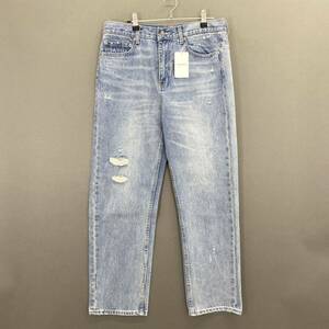 Bd4《新品保管品》GRUNGE STRAIGHT ボトムス パンツ ストレートデニム ダメージジーンズ ダメージ加工 コットンデニム メンズ 紳士服 L