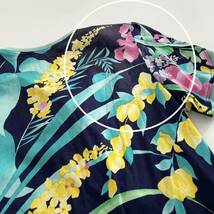 Gd15 LEONARD レオナール 半袖Tシャツ カットソー フラワープリント 花柄 リボン Lサイズ コットン100 ネイビー レディース 女性用_画像7