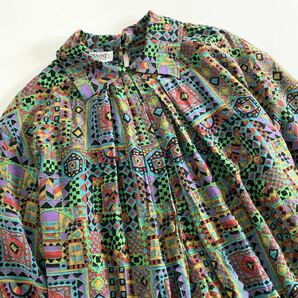 Dd30 イタリア製 MISSONI DONNA ミッソーニ タックブラウス プルオーバー 総柄シャツ シルク/レーヨン 身幅ゆったり◎ レディース 女性用の画像3