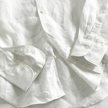 Dd30 Maker's Shirt メーガーズシャツ 鎌倉シャツ 長袖 シャツ リネン前開き 14 1/2（XL相当）麻100% ホワイトメンズ 紳士服_画像4