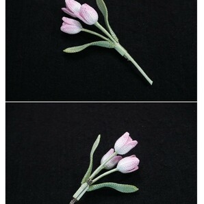 Handmade ◆ お花のコサージュ ◆ チューリップ ◆ 薄ピンク ◆ レース編みの画像10