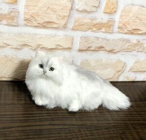 チンチラシルバー　ペルシャ　猫　羊毛フェルト　フェイクファー　ハンドメイド 