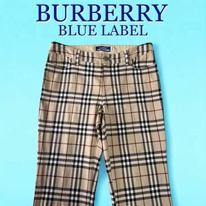 BURBERRY BLUELABEL ノヴァチェック 総柄 レディース ストレッチパンツ 美脚 三陽商会正規品 日本製 伸縮性抜群 バーバリー ブルーレーベルの画像1