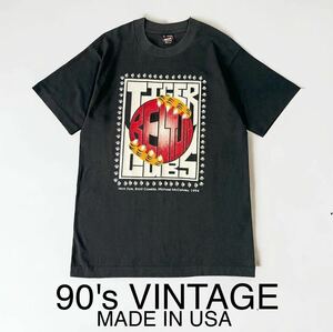 USA製 90's VINTAGE FRUIT OF THE LOOM ブラック Tシャツ ビンテージ アメリカ製 輸入 古着 90年代 フルーツオブザルーム ロゴマーク 黒