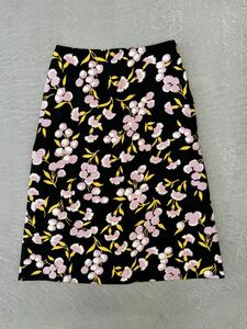 マルニ フラワー プリント スカート ブラックピンク 38 Marni 花柄 総柄 フレア