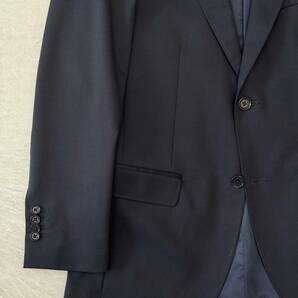 フェラガモ シングルスーツ ネイビー 46 FERRAGAMO セットアップ スーツ 上下 ジャケット パンツ スラックス ウール テーラードジャケットの画像3