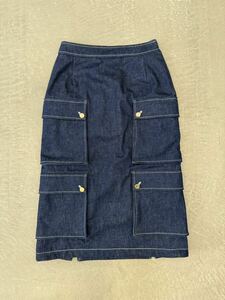  Tom Brown Denim skirt indigo 36 THOM BROWNE tight skirt knee height knees height 