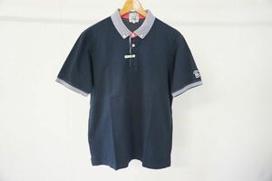 SINA COVAsinakoba men's polo-shirt with short sleeves button down tops navy series dark blue size :L made in Japan [878451]