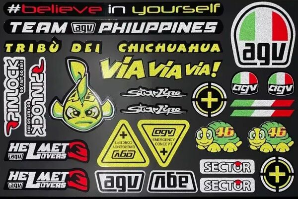 防水反射 ロッシステッカー ヘルメットレーシングVR46 MotoGPバイクステッカー　デカール　AGV