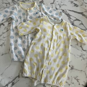 ベビー服 ロンパース　水玉　ゾウ　新生児　２枚まとめ売り