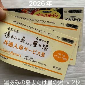 湯あみの島または里の湯 2枚　＆　ベゴニアガーデン　1枚①