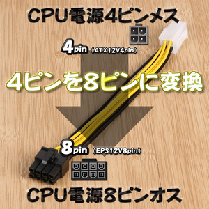 新品 CPU電源 4ピン から 8ピン へ 変換ケーブル 15cm