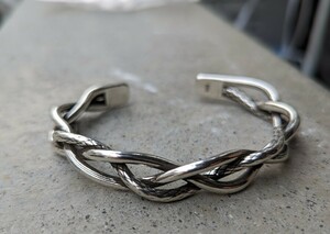 925 STERLING SILVER BANGLE/シルバーバングル/シルバーアクセサリー ブレスレット 三つ編み 蛇柄 スネーク