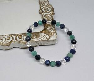 Art hand Auction Natural stone bracelet★Handmade★Amulet for achieving your goals★Power stones◇Sodalite, Amazonite, Crystal◇, beadwork, beads, natural stone, semi-precious stones