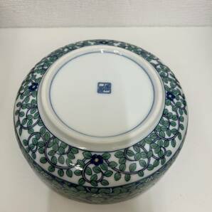 ★☆未使用 前畑陶器 庫山窯 色絵染付 鉢 盛鉢 直径19cm 木箱付き ＊木箱のみ少し汚れあります。  #4426☆★の画像5