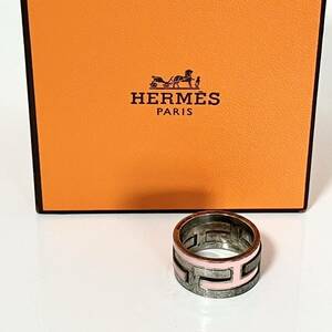 HERMES Hermes H кольцо серебряный розовый кольцо 