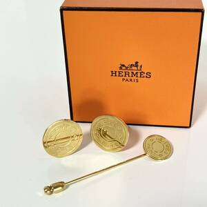 HERMES エルメス セリエ ゴールド イヤリング ピンブローチ 未使用品☆