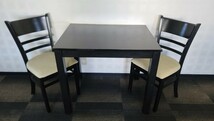 【直接引取可】⑦ダイニング テーブル チェア 3点セット 机 椅子 2脚 2人掛 カフェ モダン_画像1