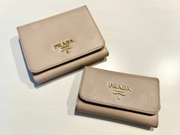 PRADA 財布 キーケース 牛革 ピンク ベージュ プラダ