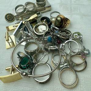 約220g silver 925 SV リング 大量 アクセサリー ブレスレット ネックレス カフス 指輪 ネクタイピン 銀製 まとめセット 処分 ジャンクの画像2