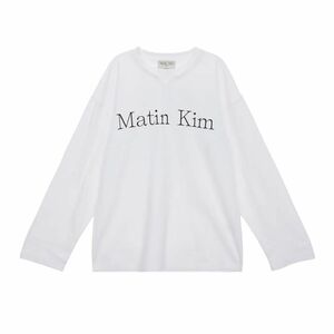 【MATIN KIM】Matin kim MATIN TYPO LONG SLEEVE TOP_WHITE マーティンキム