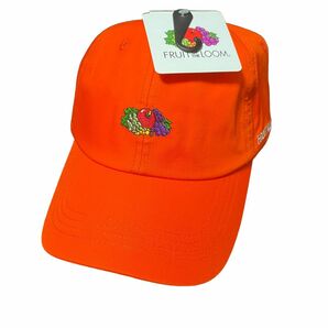 【新品】タグ付き　フルーツオブザルーム　ロゴキャップ　オレンジ　帽子 刺繍　アウトドア　マラソン　ユニセックス