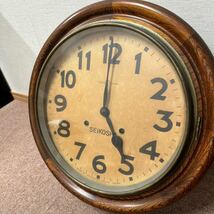 SEIKOSHA 精工舎 ゼンマイ式 掛け時計 レトロ アンティーク 木製 掛時計 丸時計 ボンボン時計_画像1