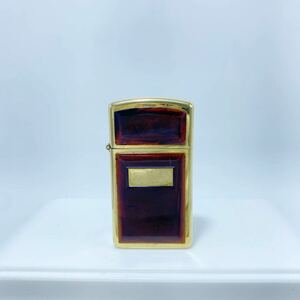 Zippo ジッポー ゴールデン トータス べっ甲調 × ゴールド スリム 鼈甲 べっこう 1986年製 オイルライター ヴィンテージ 希少 レア